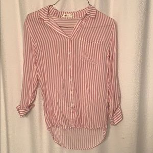Pink and white pinstripe button up